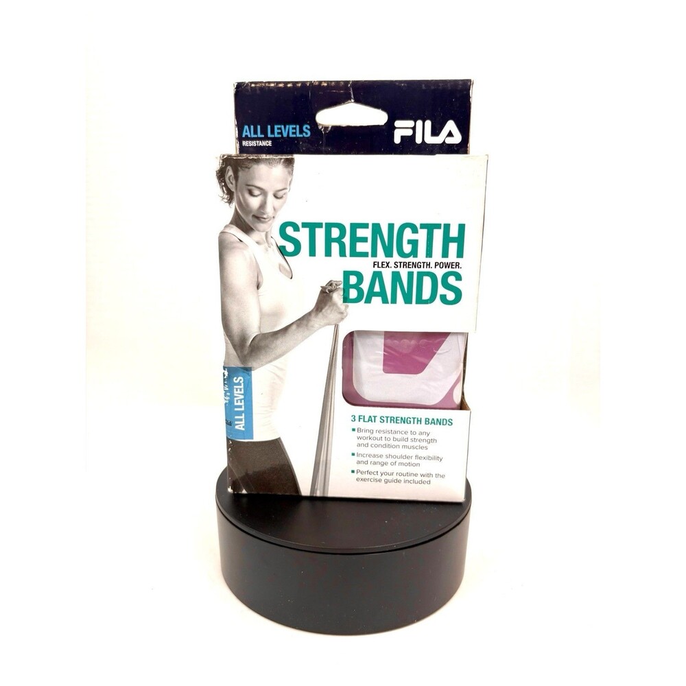 FILA Strength Band Set 3 Level Light, Medium, Heavy NEW Exercise Guide Included